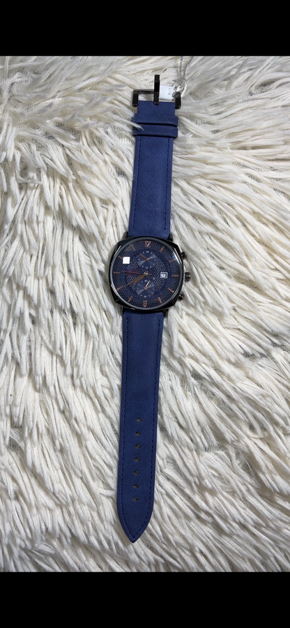 MUG11-Blue color watch in leather belt for men