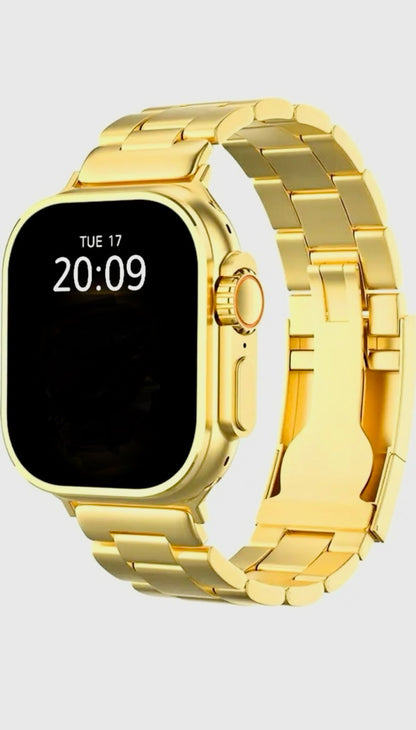 MUS04 - Golden colour smart watch with gold belt