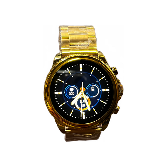 Round dial gold smart watch