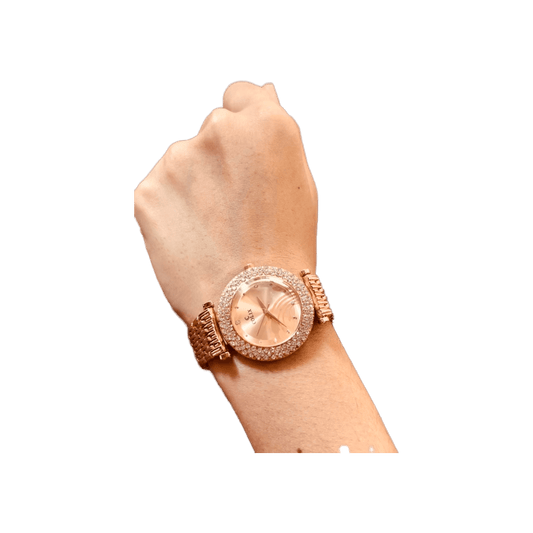 Small dial rose gold watch