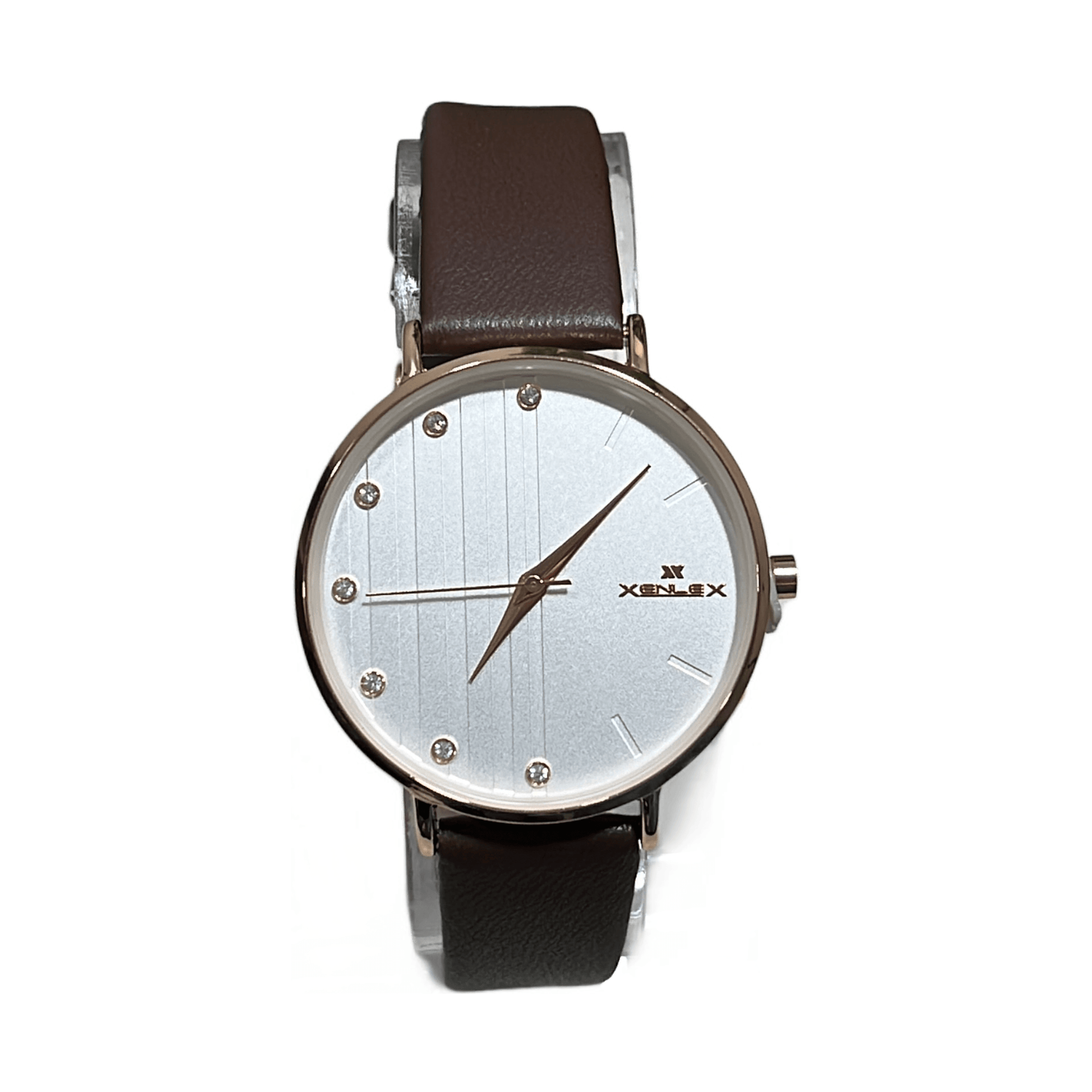 White dial brown belt slim watch