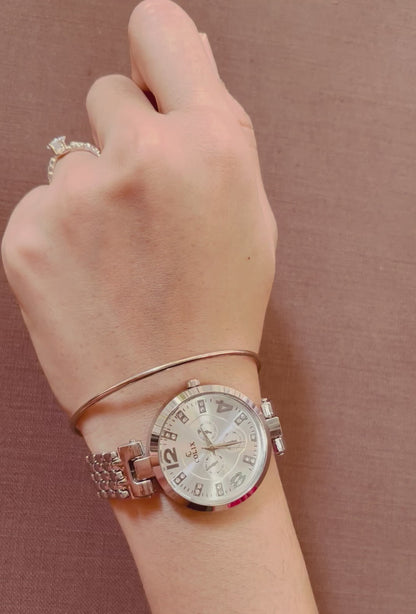 Silver color watch for women video