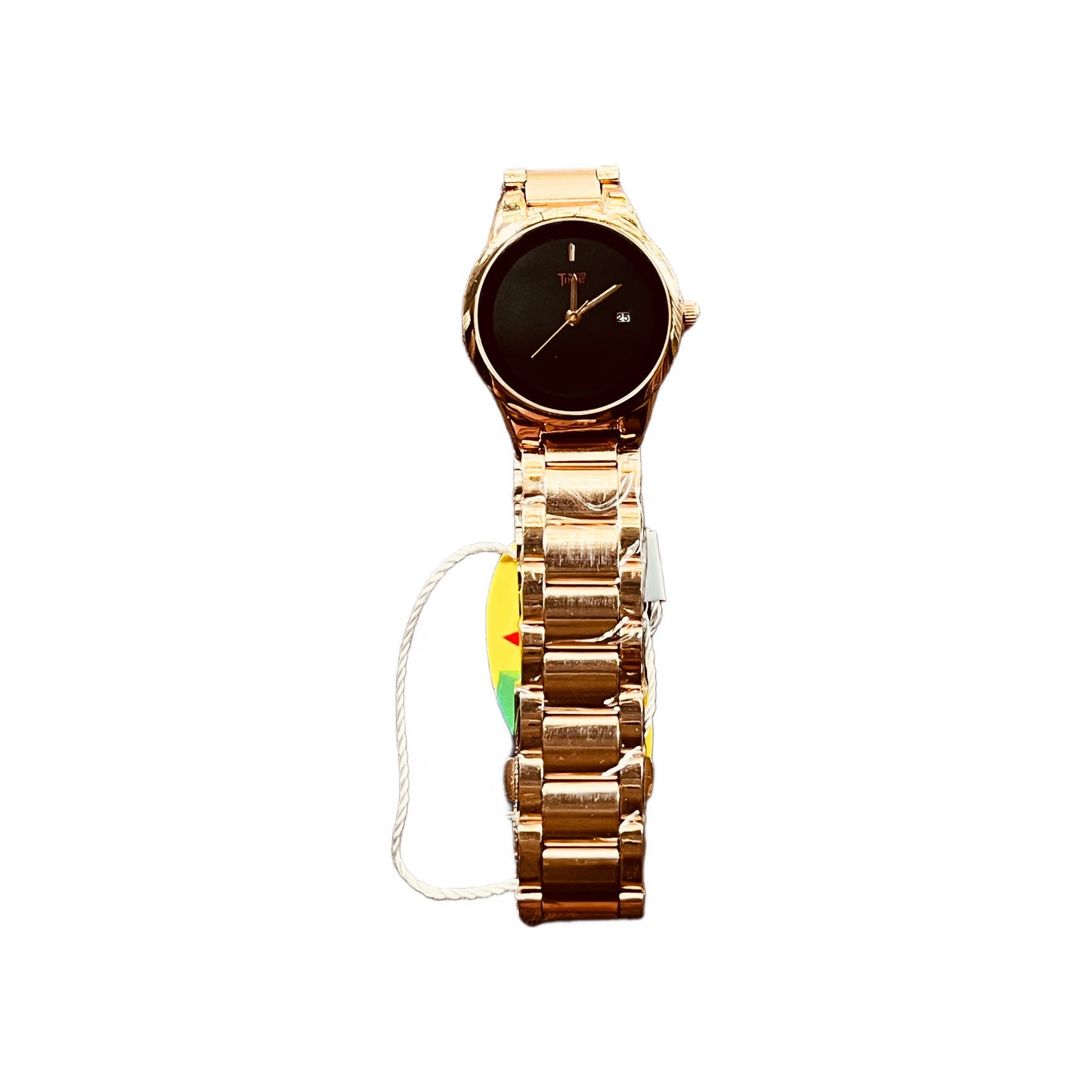 slim rose gold watch black