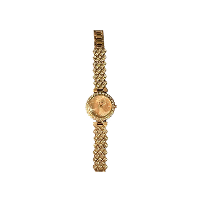 women rose gold diamond studded watch